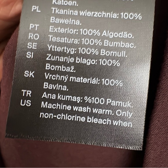 NEW COS long-sleeved mock neck top in a dark plum wide sleeves 100% Cotton Sz L - Picture 10 of 13